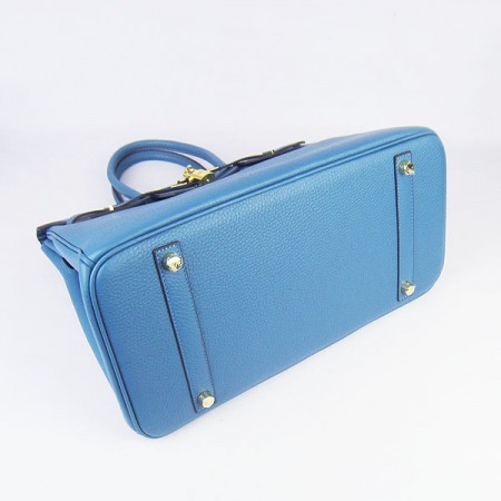 Hermes Birkin 35Cm Togo Leather Handbags Blue Gold